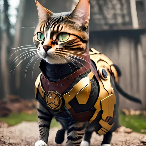 a cat wearing ironman armor --auto
