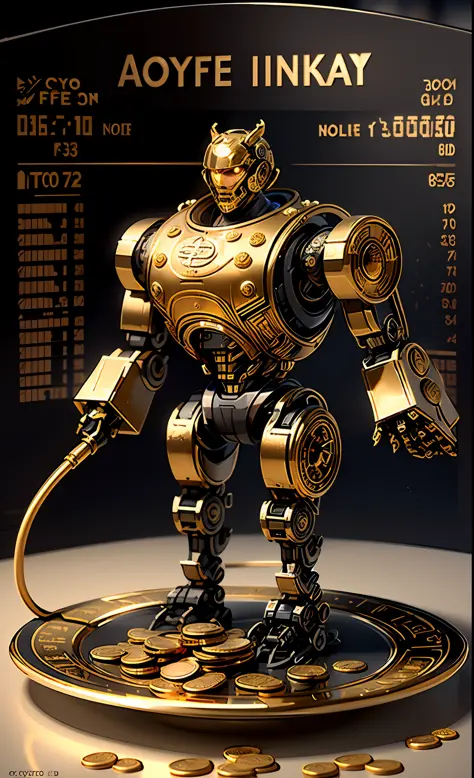 The black robot with micro hoses running gold inside them ,  Seu rosto fino com olhos luminosos azuis, holding a coffee chicara ...