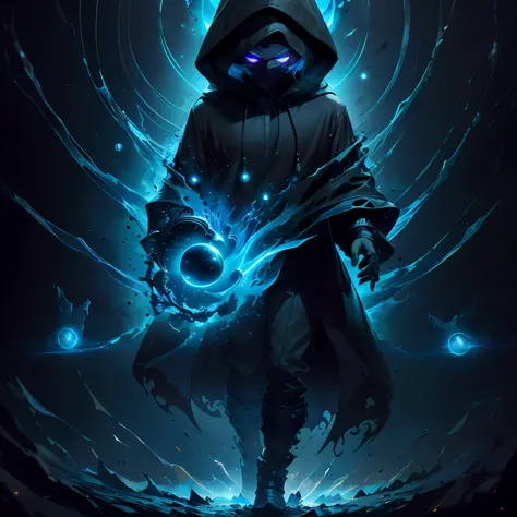 arafed image of a man in a hoodedie with a glowing orb, epic fantasy digital art style, epic digital art illustration, painted in the style arcane, epic fantasy art style, epic fantasy sci fi illustration, style of duelyst, dark cloaked necromancer, arcane...