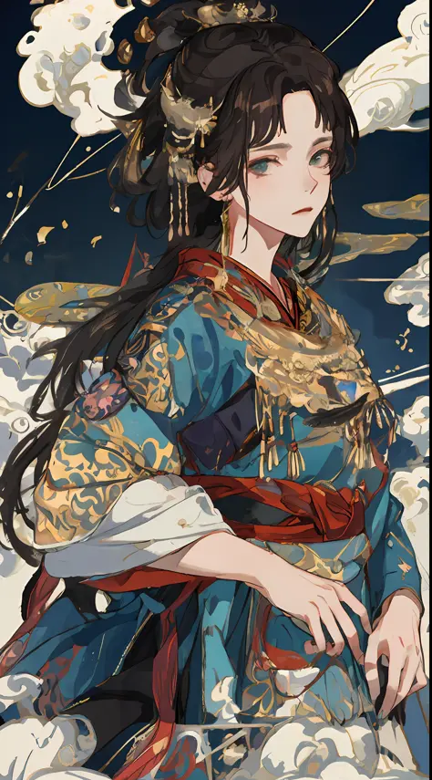 agirl，an illustration of a woman in traditional chinese costume，anime aesthetic style，32k ultrahd，blink and missed details，beaut...