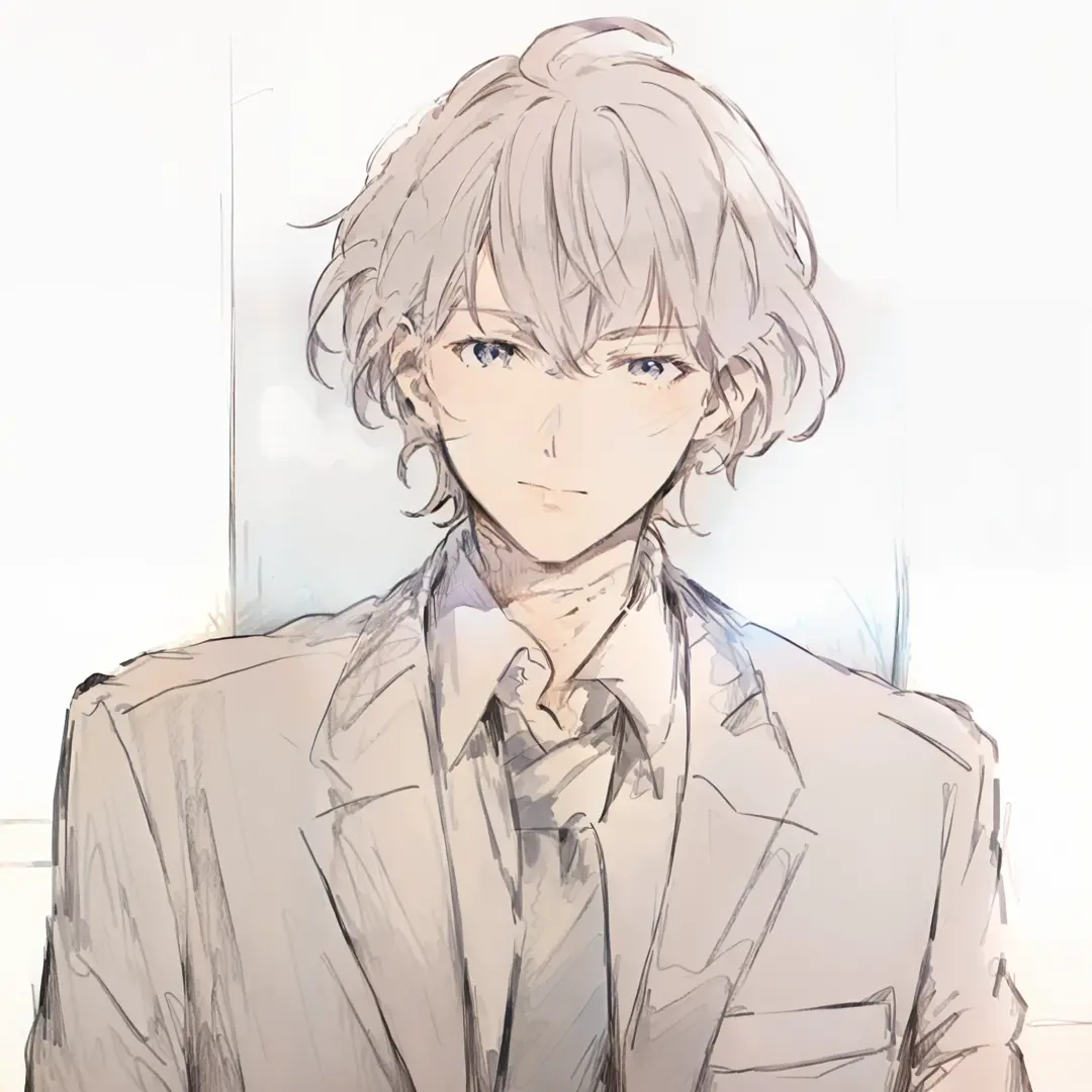 anime drawing of a man in a suit and tie with a tie, he is wearing a suit, delicate androgynous prince, inspired by bian shoumin...