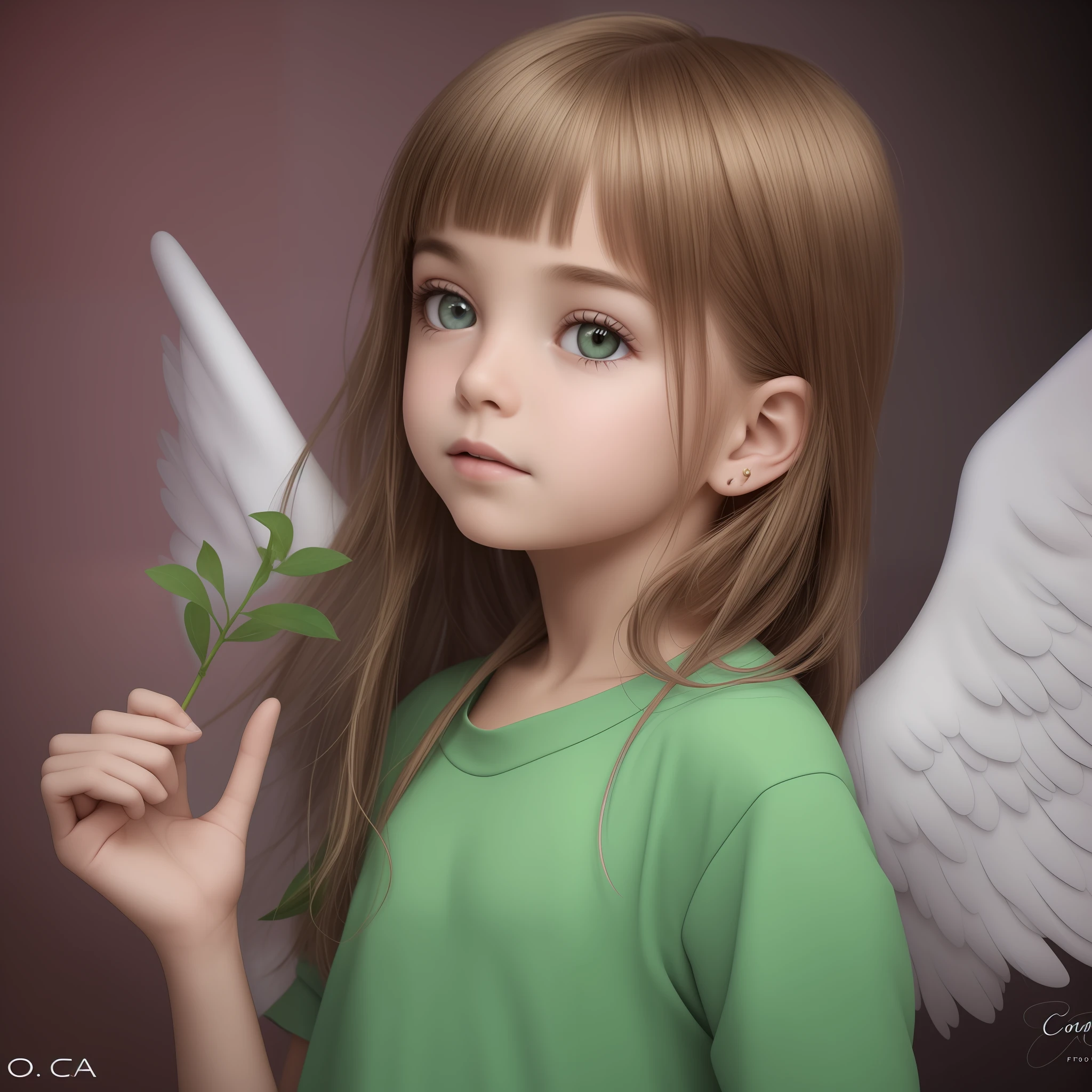 ultra realistic photography, RAW photograph, 1boy angel, gorgeous 9years aged child in a dark background, Ropa angelical, cara preciosa y perfecta, ojos grises normales, alas detalladas y hermosas de color verdes, child with half body, tunica de color verde con detalles blancos y dorados,caricatura, Cara detallada --auto --s2