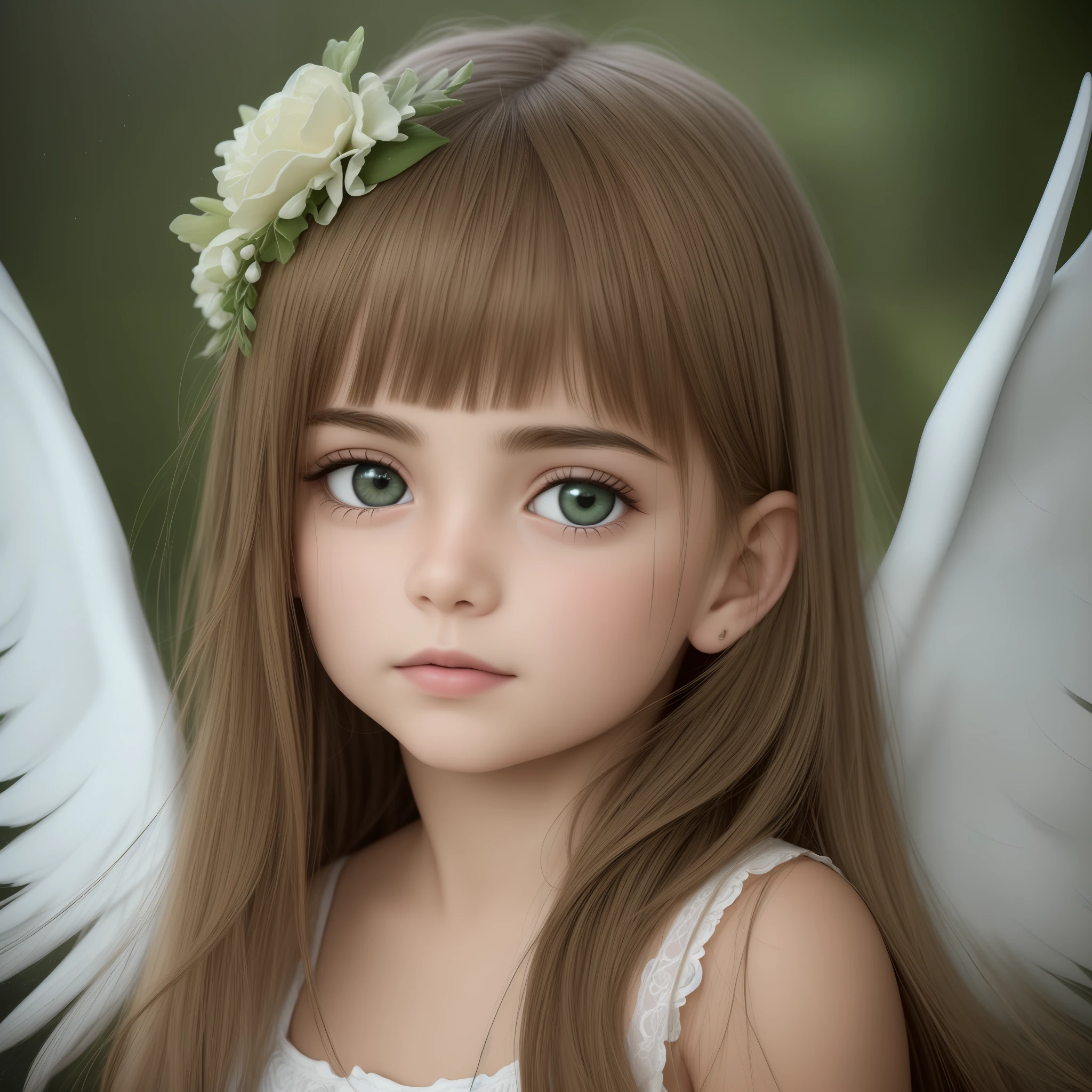 ultra realistic photography, RAW photograph, 1boy angel, gorgeous 9years aged child in a dark background, Ropa angelical, cara preciosa y perfecta, ojos grises normales, alas detalladas y hermosas de color verdes, child with half body, tunica de color verde con detalles blancos y dorados,caricatura, Cara detallada --auto --s2