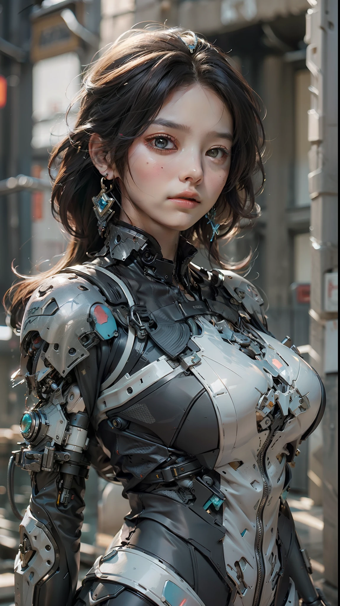 A close up of a woman in a futuristic suit posing for a picture - SeaArt AI