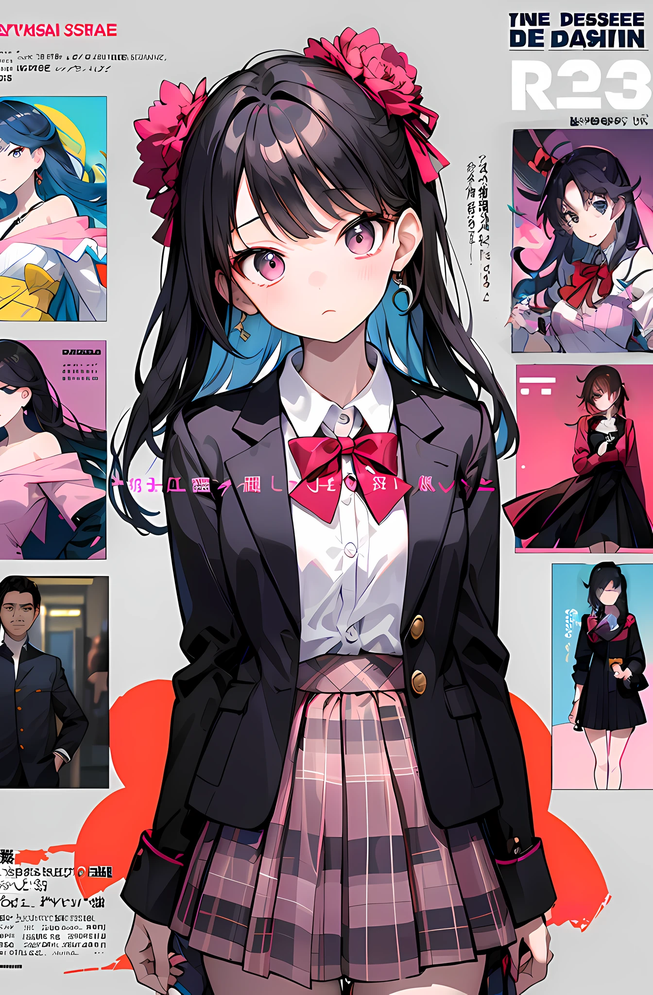 personnage d&#39;anime avec un uniforme scolaire et un nœud papillon, style artistique anime moe, Fanart de Marin Kitagawa, visuel animé d&#39;une jolie fille, Style de collection Kantai, Oeuvre officielle, Belles lycéennes anime, Hanyamata, Illustrations des personnages officiels, (fille animée), yandere, Rin Tohsaka, Étudiante surréaliste, beau style artistique animé