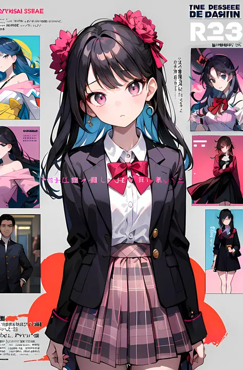 anime character with a school uniform and a bow tie, anime moe art style, Marin Kitagawa fanart, anime visual of a cute girl, Ka...