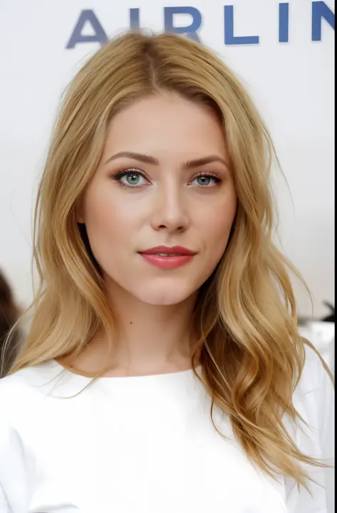 a close up of a woman with long hair and a white shirt, taken in the early 2020s, alana fletcher, britt marling style 3 / 4, britt marling style 3/4, elizabeth olsen, britt marling style, shoulder - length blonde hair, taken in the late 2010s, light-red li...
