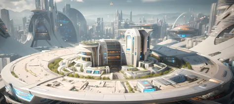 （Ultra-detailded：1.4），Complex modern sidewalks，Complex modern cityscape，Large structured city of Valhalla，Fantasy sci-fi city，Hu...