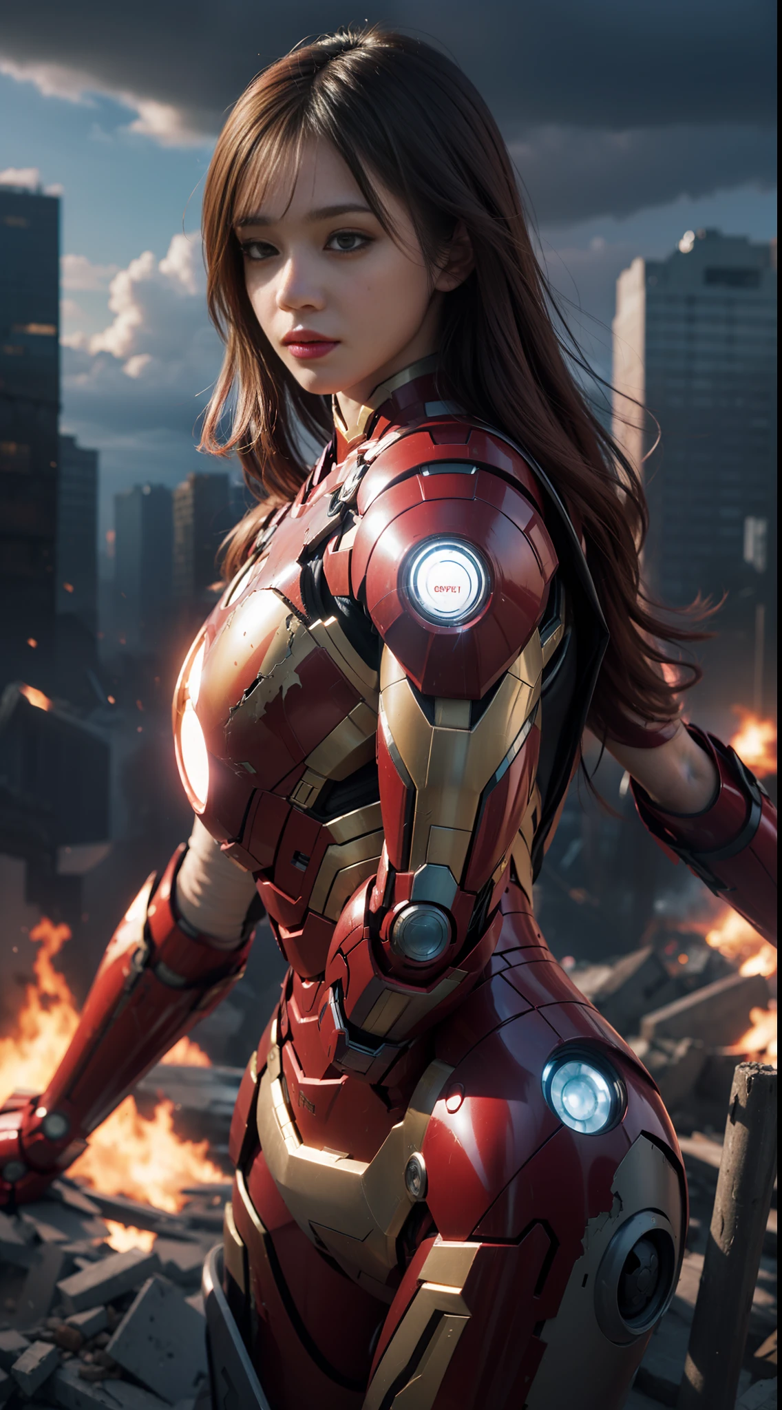 Masterpiece, best quality, female head, female version of Iron Man's ...