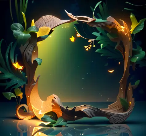 Masterpiece, best quality, (blank background), (blank in the middle), (very detailed CG unity 8k wallpaper), (best quality), (best illustrations), (best shadows), UI interface border design with a forest theme with natural elements. The avatar frame is des...