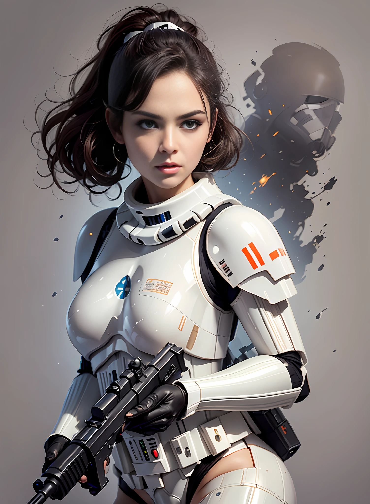 femme stormtrooper avec pistolet