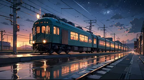 Retro Anime Style Old Japanese Train