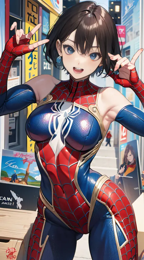 （（（optimal quality））），（（（superdetailed））），（（（masterpaintings））），（（（manga book））），Female superheroes，Female Spider-Man，The action...