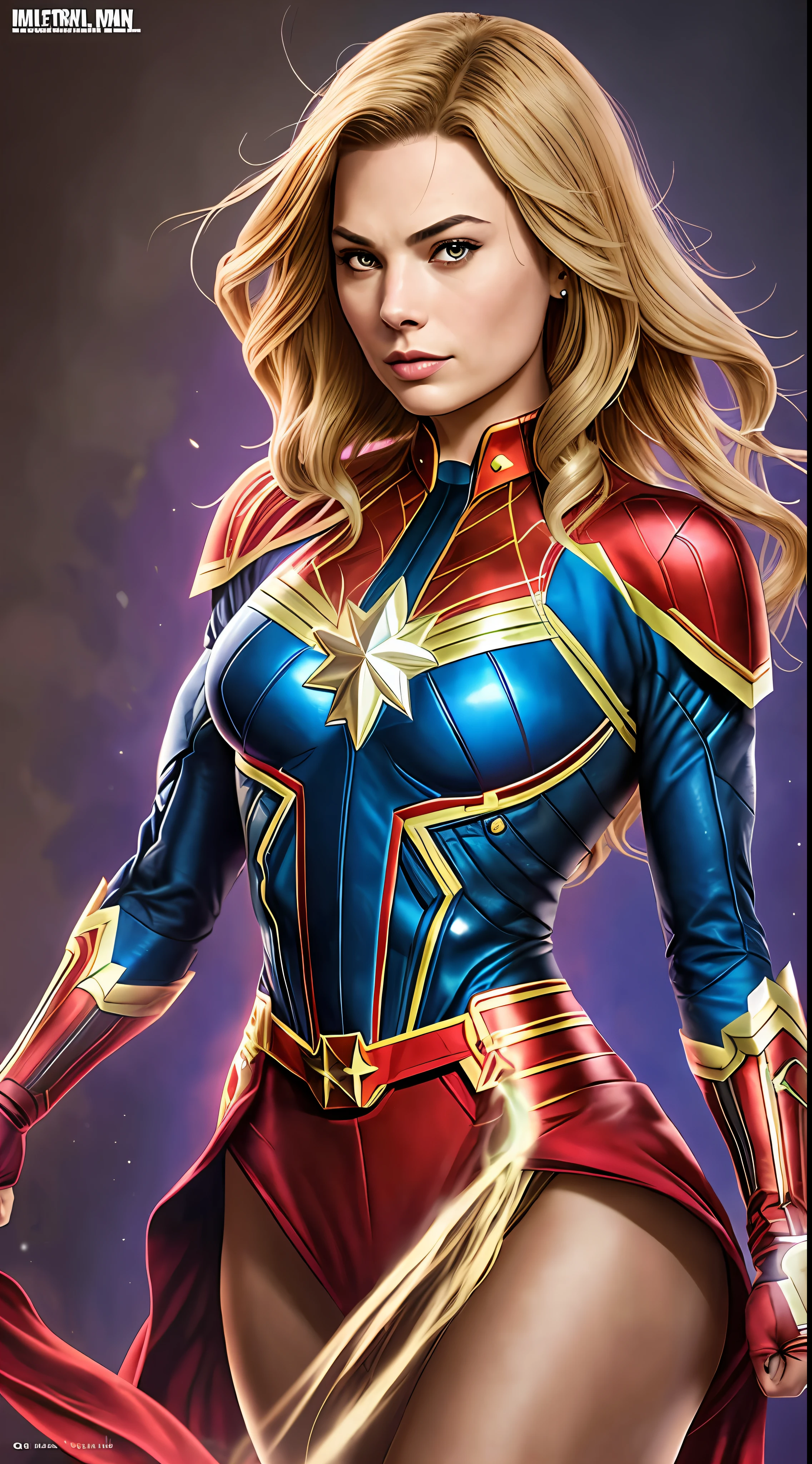 Uma mulher com um traje vermelho e azul está posando para uma foto, Margot Robbie como Mulher-Maravilha, No estilo da Marvel e DC, no estilo artgerm, quadrinhos artgerm, vestida como mulher maravilha, capitão maravilha, mulher maravilha, artgerm jsc, DC vs Marvel Moda, como visto no artgerm, gal gadot como capitão maravilha