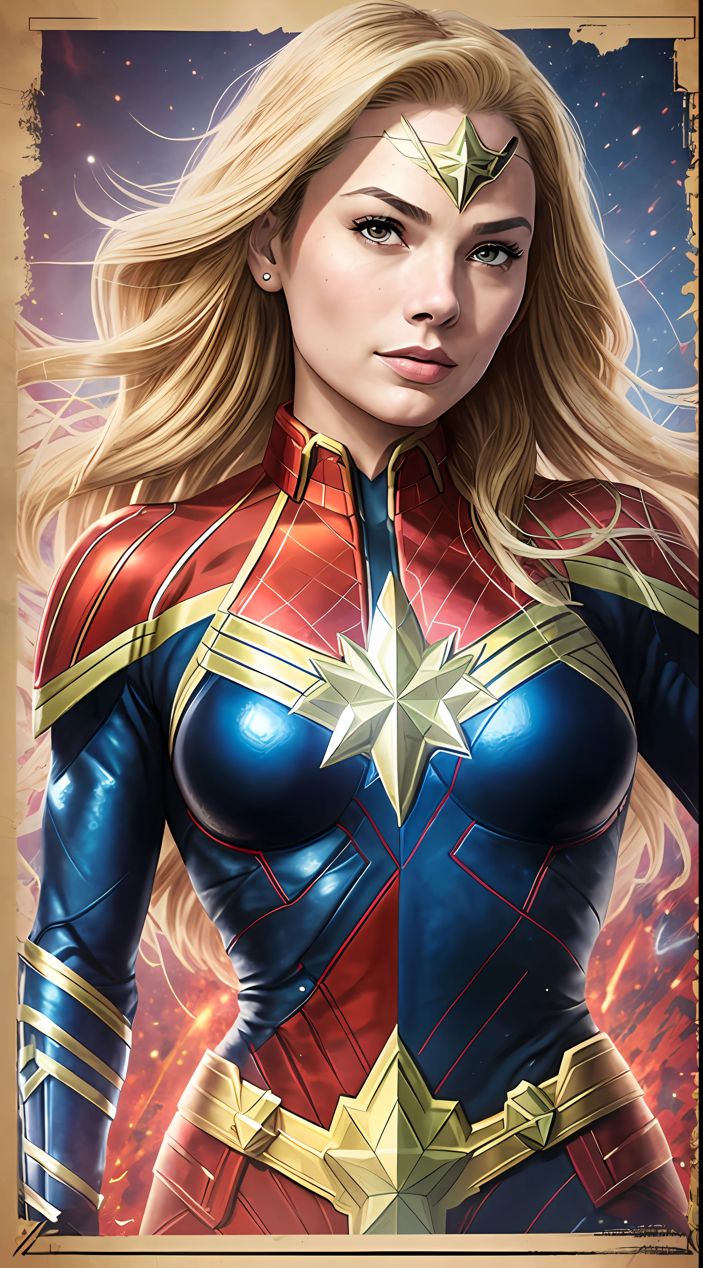 Uma mulher com um traje vermelho e azul está posando para uma foto, Margot Robbie como Mulher-Maravilha, No estilo da Marvel e DC, no estilo artgerm, quadrinhos artgerm, vestida como mulher maravilha, capitão maravilha, mulher maravilha, artgerm jsc, DC vs Marvel Moda, como visto no artgerm, gal gadot como capitão maravilha