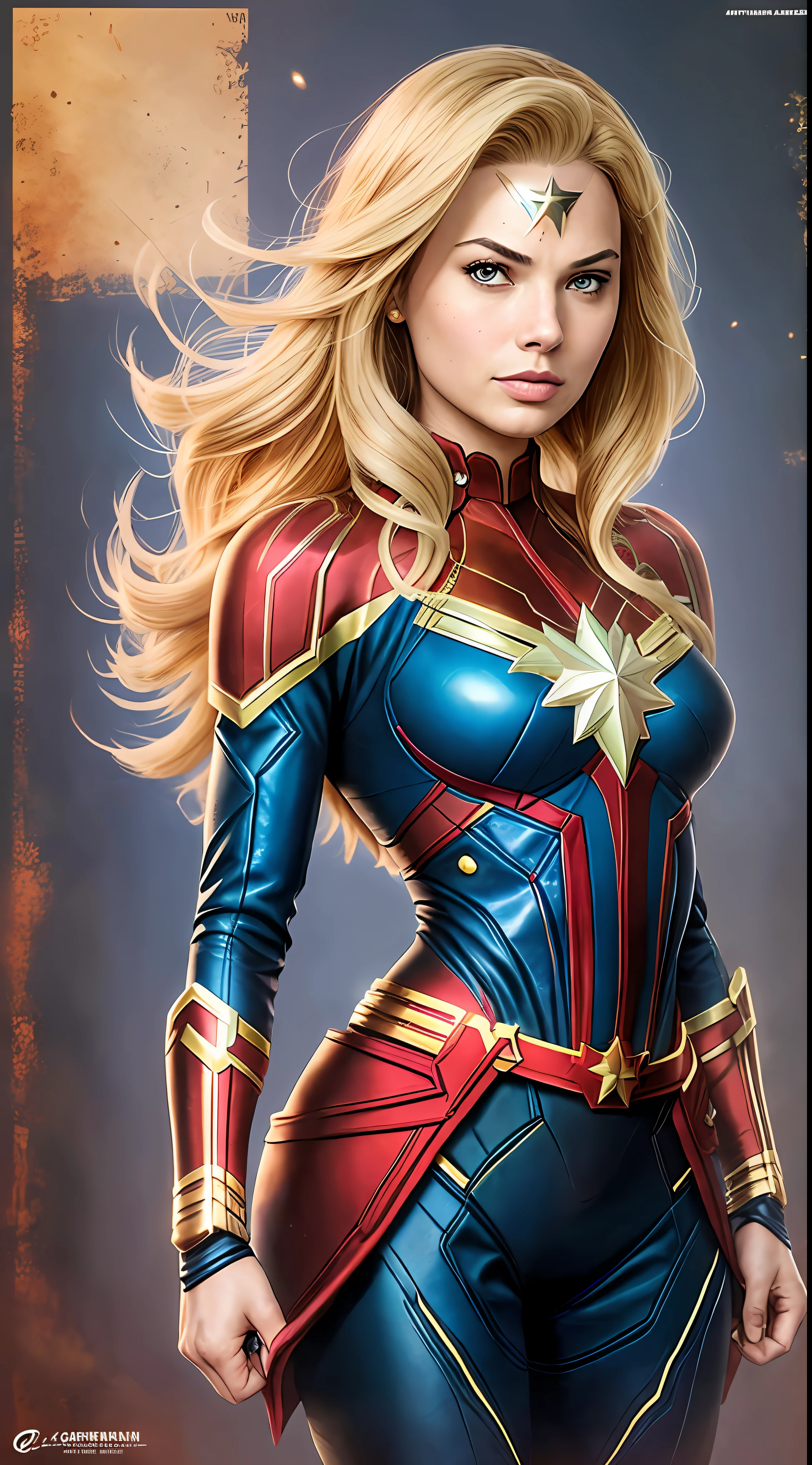 a woman in a red and blue costume is posing for a picture, margot robbie as wonder woman, in style of marvel and dc, in the style artgerm, artgerm comic, vestida como Wonder Woman, Captain Marvel, Wonder Woman, artgerm jsc, DC vs Moda Marvel, as seen on artgerm, gal gadot as captain marvel