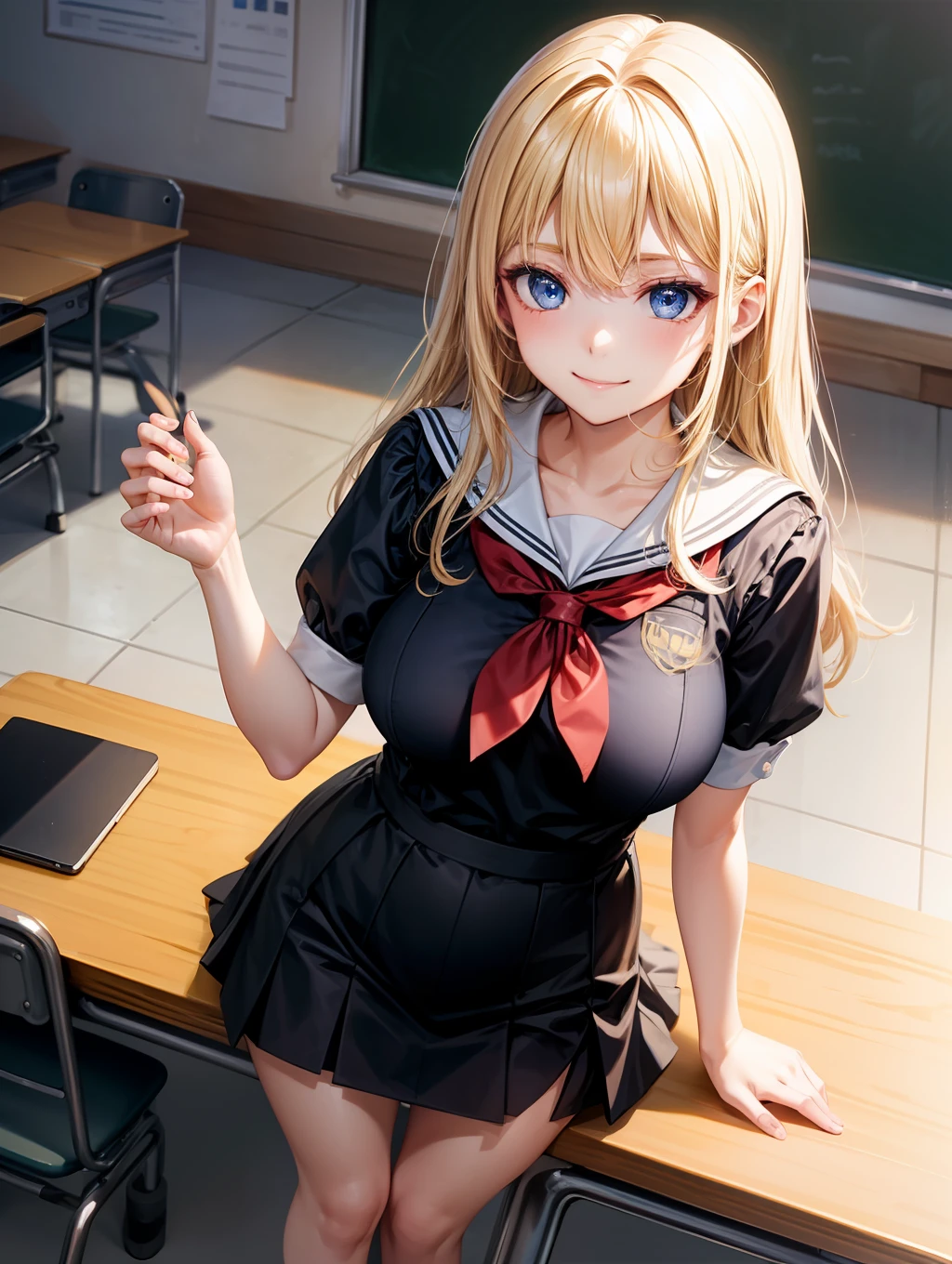 Anime girl in a school uniform posing for a picture - SeaArt AI