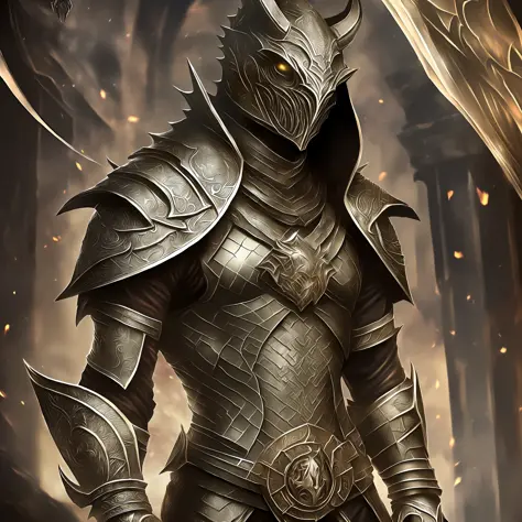 black armor, skull face, standing forward, Evil Aura,  ((Wallpaper extremamente detalhado 8k)), ((bons destaques)), ((Perfect Ra...