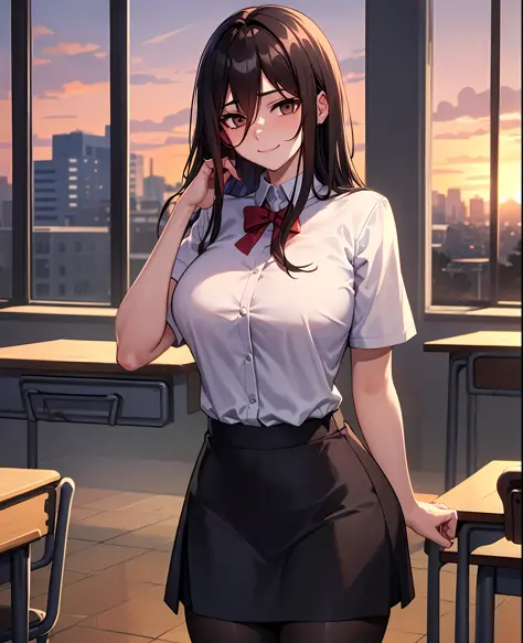 nsfw, masterpiece, Best Quality, (1 Faceless Boy: 1.3), (Boy Chest Scratch: 1.1), 1girl huge large breasts. (school uniform: 1.2...