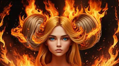 Blond-haired triplets, JAQUETAS DE COURO, [Vetor abstrato Allipcart] textura de fogo, ondas de calor, fume, Huge Fire Pattern [A...