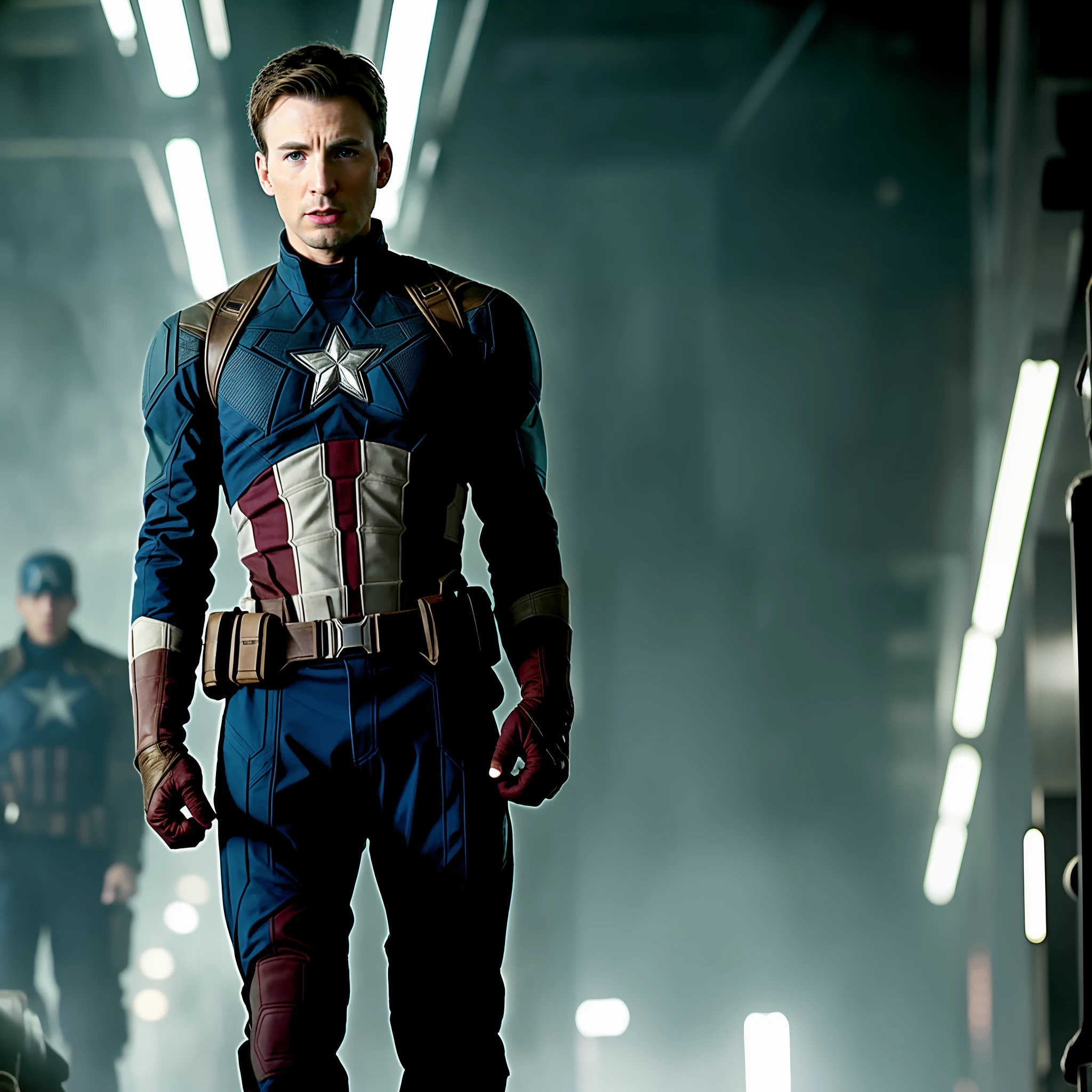 portrait of chrisevans person as captain america, in blade runner, professional photography, cloudport, huang-guang-jian,