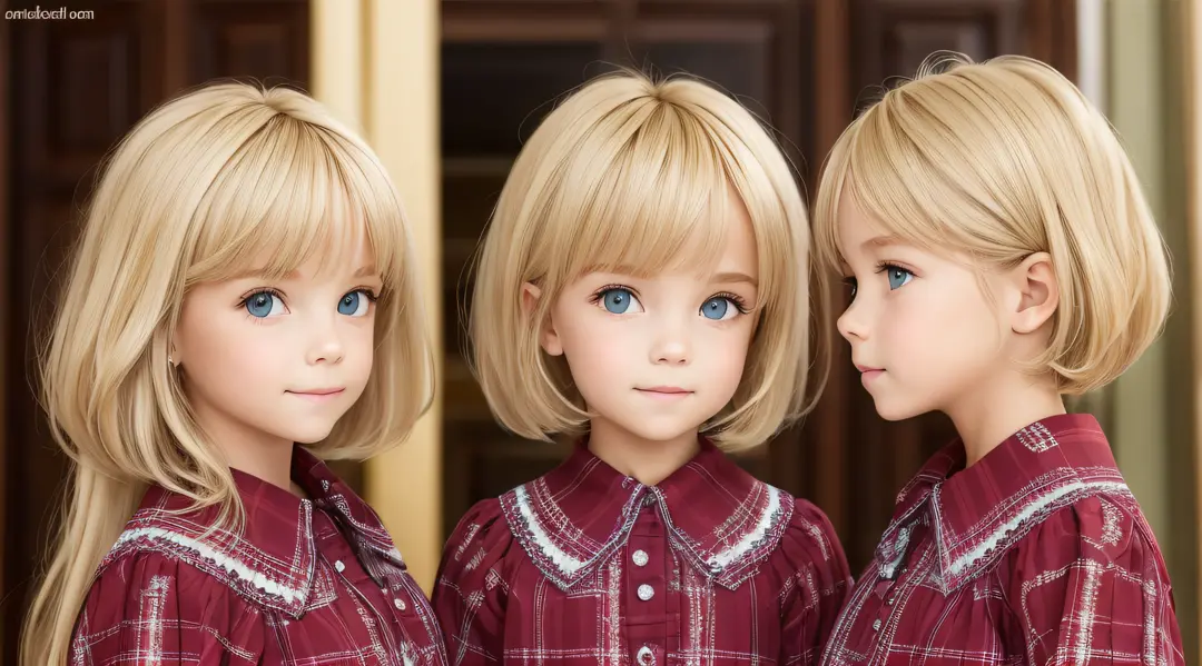 Blond-haired triplets, jaquetas de couro E ROUPAS DE PRATA,