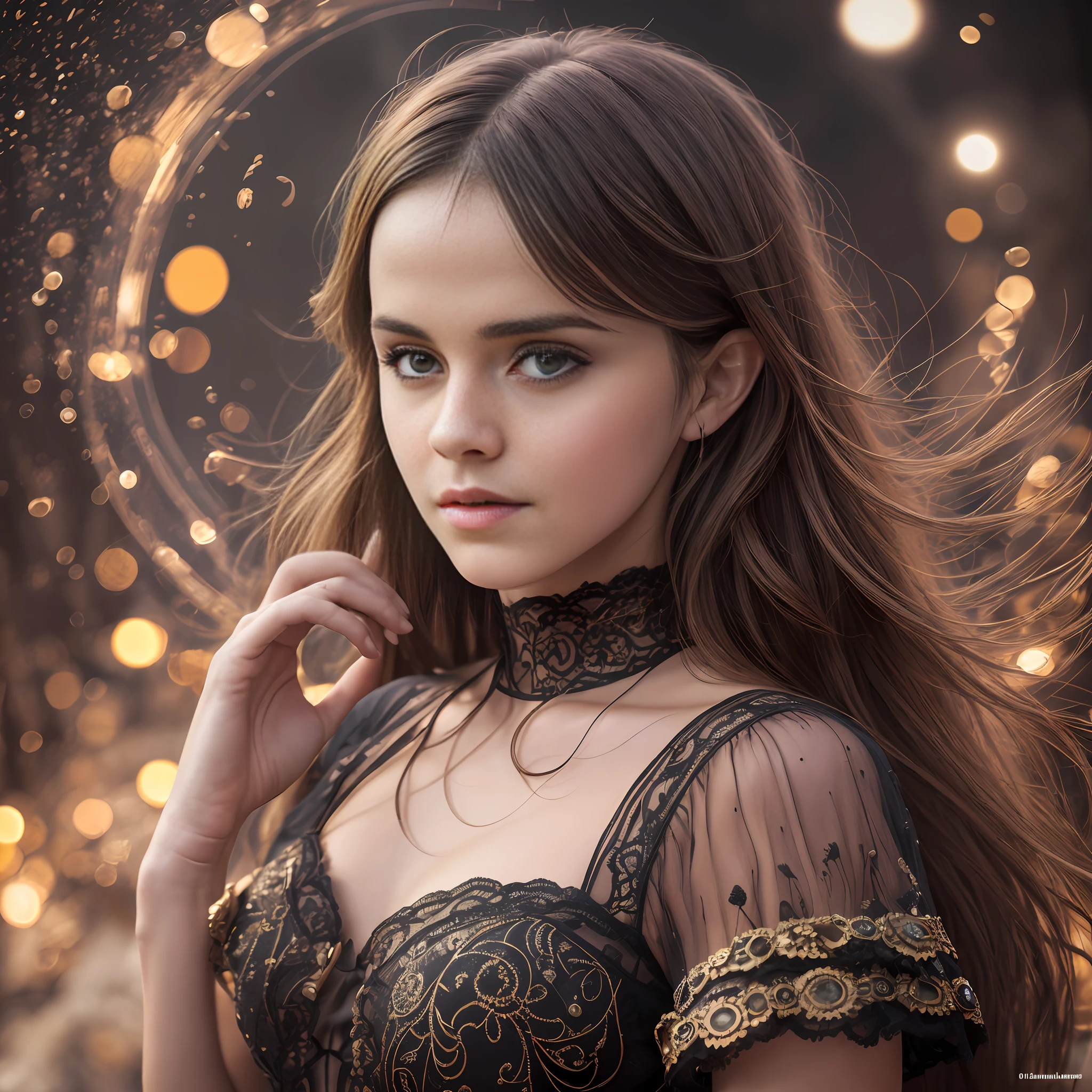 ((Emma Watson: 1.5)), (beautiful impressive steampunk woman), (fully body: 1.3), (from ftreal:1.5), (ultra-detailed eyes), ((ultra-detailed body)), Nice perfect face with smooth skinice perfect face, stunning female body, (((ultra-detailed hands))), (highly detailed skin), (Masterpiece artwork:1.3) (fantasy art concept), trending on Artstation, (超detailded), digitl art, engine unreal, 32K, ultra HD, Centered image, bokeh, lenseflare, por Emil Melmoth, Marcin Nagraba , Rebecca Millen, Shot with Hasselblad X1D - 50c