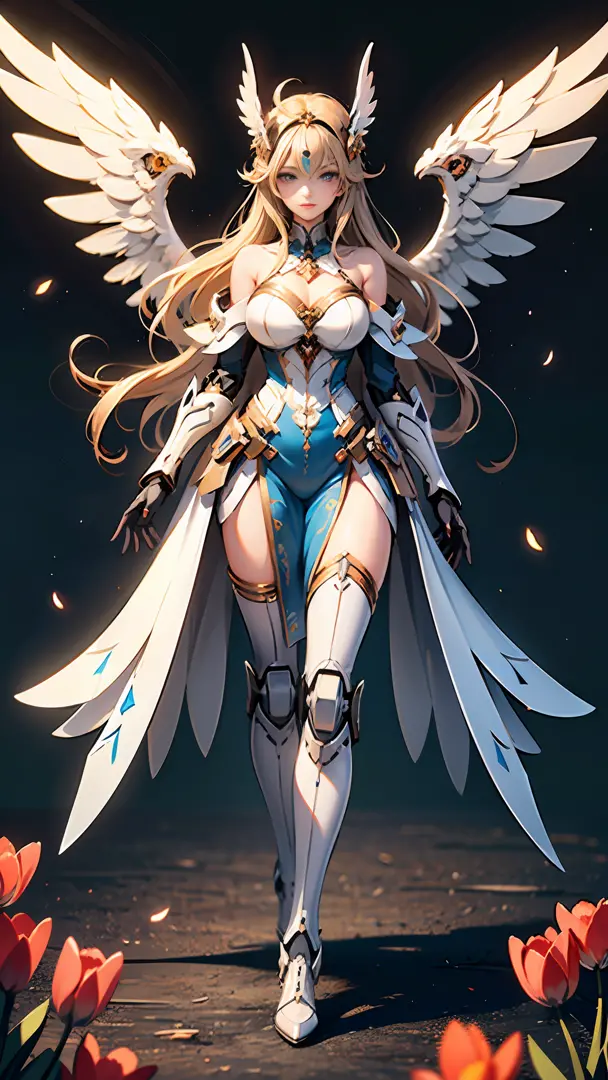 battlemech，（Blonde girl），Glowing blue eyes，Blue light energy long sword，galactic，Mechanical and exquisite，（（Blonde beauty））pubic...