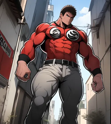 Anime style art)), Extremely muscular masculine character