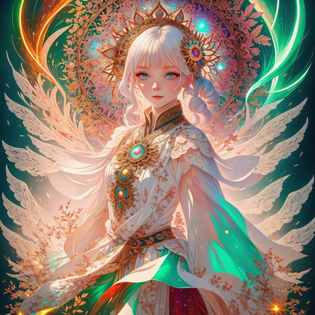 intense white light background, sparks way above head, a full length distant shot, (hyper ultra mega short chibi height adult person), a joyful pale Spunky Zesty Sprightly Caucasian women, fractal illustrated details, luminism, global ilumination, mischievous, hyperdetailed, onmyoji, cloths massively soaked in a sparking fairy dust and diamonds, art by Ilya Kuvshinov, full length body shot, bioluminescence, ultra pale skin, warm colors, intricate details, volumetric, DOF, a glaring eyes, a very intricate pupils, octane render, a ruby glaring lips makeup, detailed face, luminism, art Agnes Cecile , art by Muxxi, art by Albert Bierstadt, art by Takashi Murakami, ultra bright lighting setting, intense white glow, intense white bloom, intense white light background