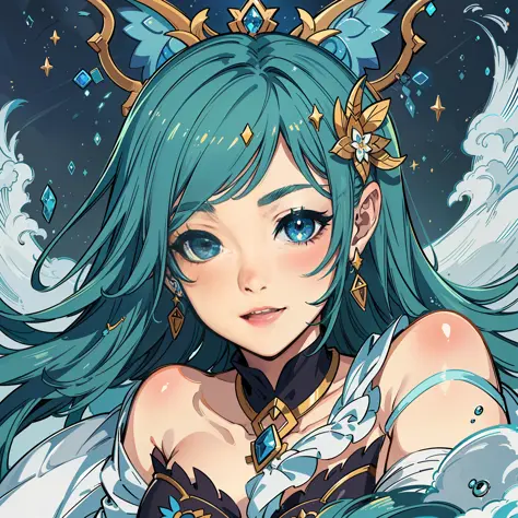 (hightquality, Beautiful CG quality, vivaciousness, Cheerful) My League of Legends protagonist Atanuki appears as the Guardian of the Stars，It's dynamic and sensual，One eye is beautiful and gorgeous，Charming，Both ears are bifurcated，Beautiful，Every detail ...