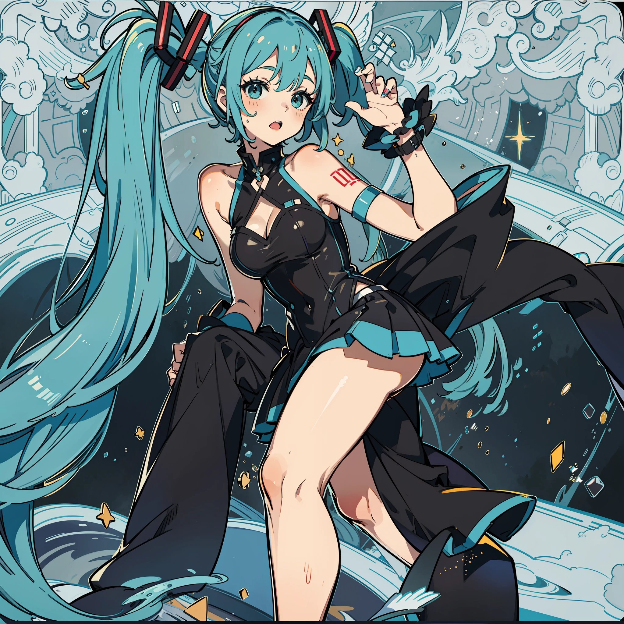 Big breasts Hatsune Miku，比基尼，Tong，Leg Ring，Black silk big breasts，talons