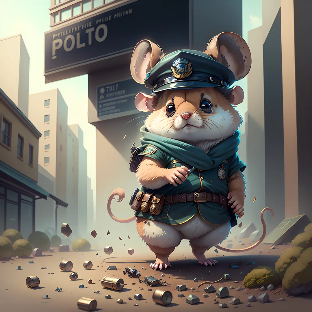 concept art, cu73cre4ture mouse policeman