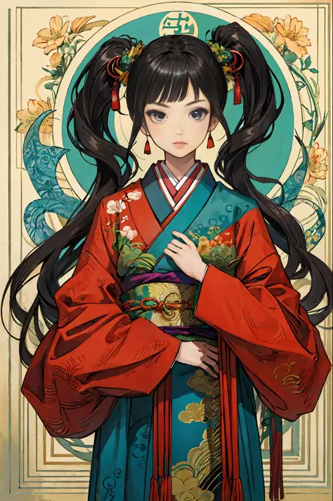 (best quality), oriental detailed background,girl in bionical arms,