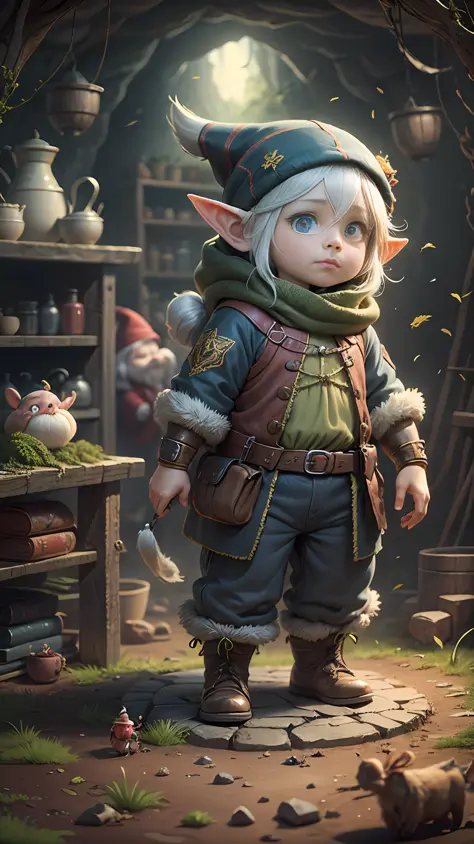 Gnome (British: Gnome), (living in a very comfortable house in a cave in the woods), ((working in an underground mine)), a small...
