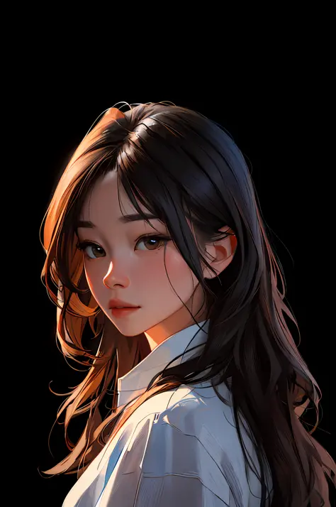 arafed image of a woman with long hair and a white shirt, 8k portrait render, Guviz-style artwork, by Yang J, Guviz, render of april, made with anime painter studio, Realistic. Cheng Yi, high quality portrait, 8k digital painting, in the art style of bowat...