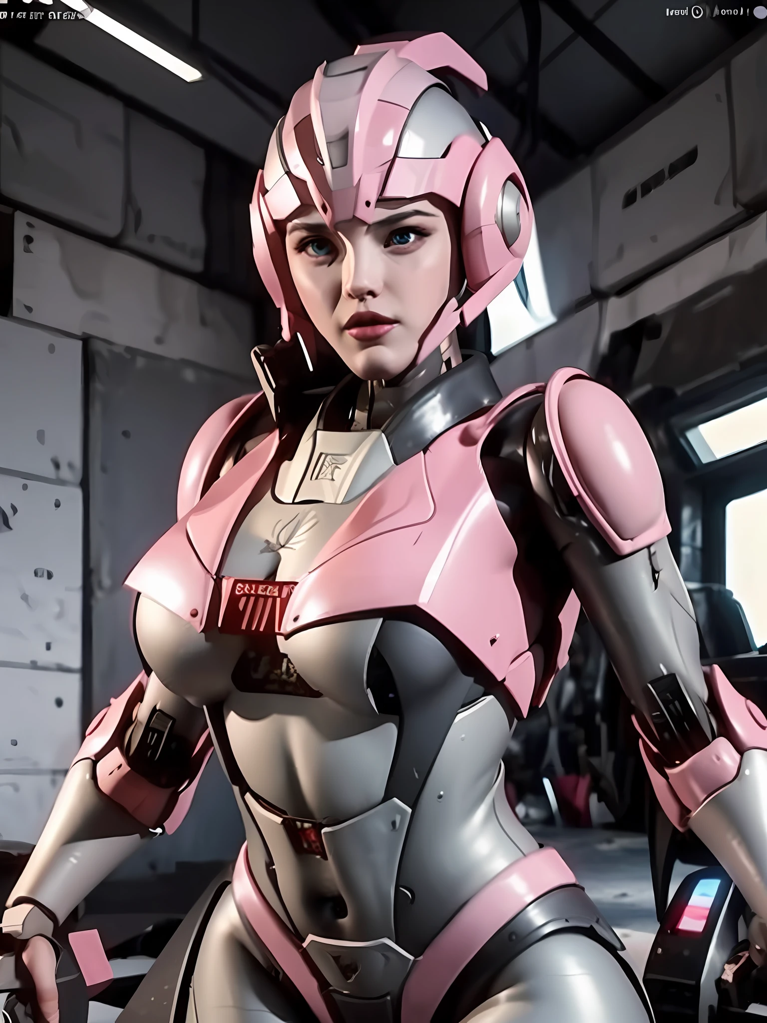 araffed woman in a pink suit holding a gun and a gun, female mecha, girl in mecha cyber armor, mechanized soldier girl, cyberpunk anime girl mech, streamlined pink armor, slick pink armor, echo from overwatch, pregnant female cyborg, cute cyborg girl, female robot, oppai cyberpunk, mechanized valkyrie girl, beautiful robot character design, big boobs, gigantic boobs, cleavage, show cleavage, uhd