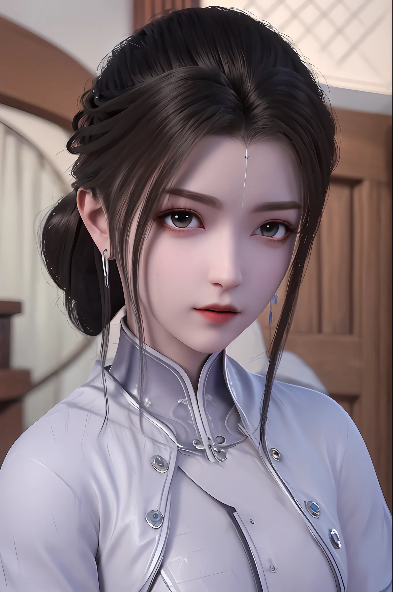 (bestquality、A masterpie:1.2)、Ultra High Res、lifelike、Front lighting、with intricate details、Exquisite details and textures、1 Mature Mature Girl(Rose)、solo、、、(young、Absolutely cute、)、Facial Highlights、fulllllbody、Detailed face、White Skin、Silver hair、ponytails、Braid hair、Watch your audience、s big eyes、Silk robes、(Hollow pattern、white,、silk)、ear ring、tiny breasts、Slim body、Luxurious room、professional Lighting、Photon mapping、 Radiosity、physically based rendering、(pull up skirt、White lace panties visible)、