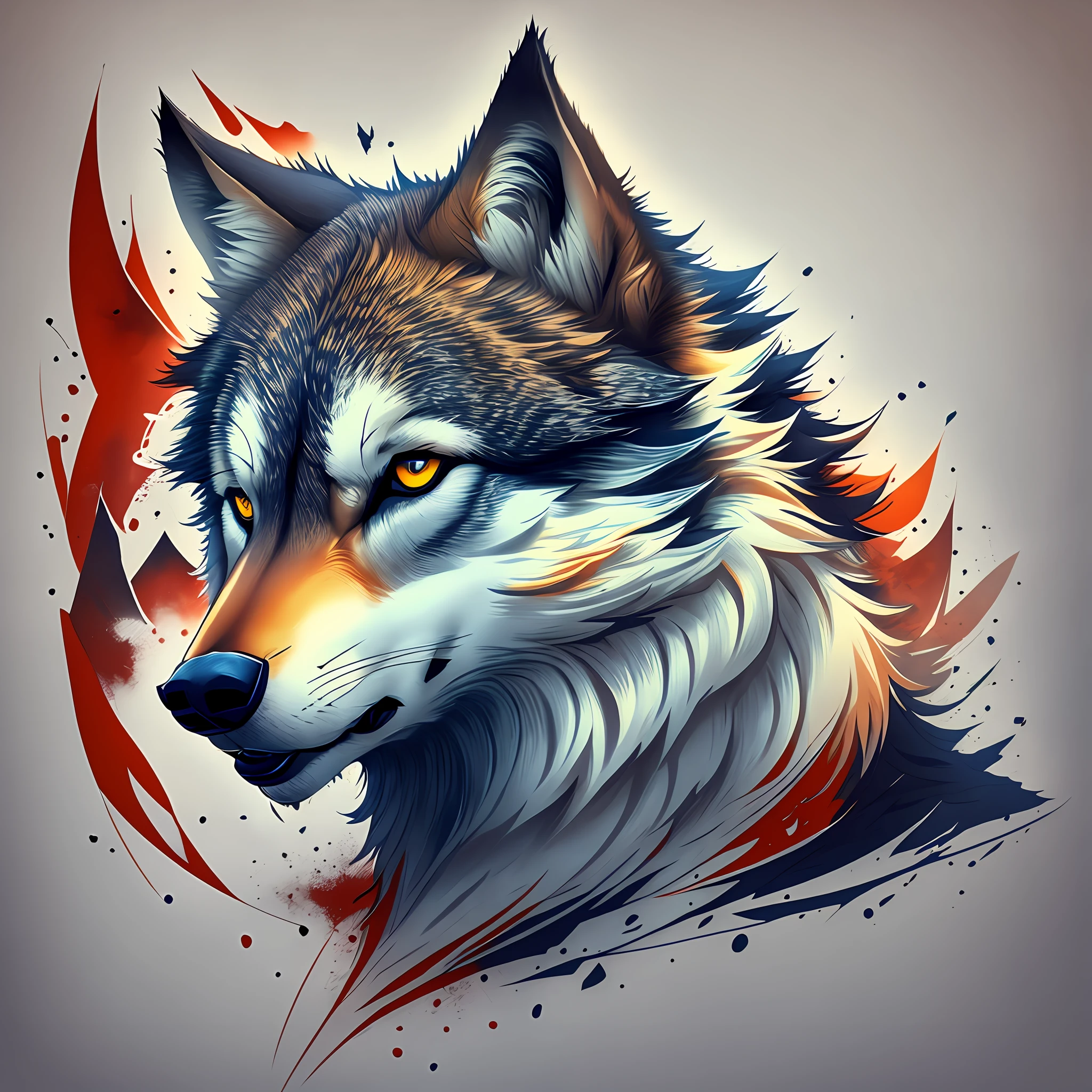 창의적인 로고 디자인, 늑대 텍스트가 있는 로고, 늑대 라인 아트 로고, 컬러 디자인, 최소한과 순수 — 늑대