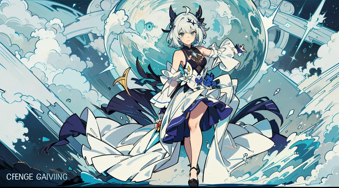 HD Honkai 3 game wallpaper，Extreme detail，Magnificent worldview，Earth-shattering character design，Gorgeous scene，Himeko danced，The face is beautiful，Wearing a glorious dress，Perfect detail in gorgeous scenes。