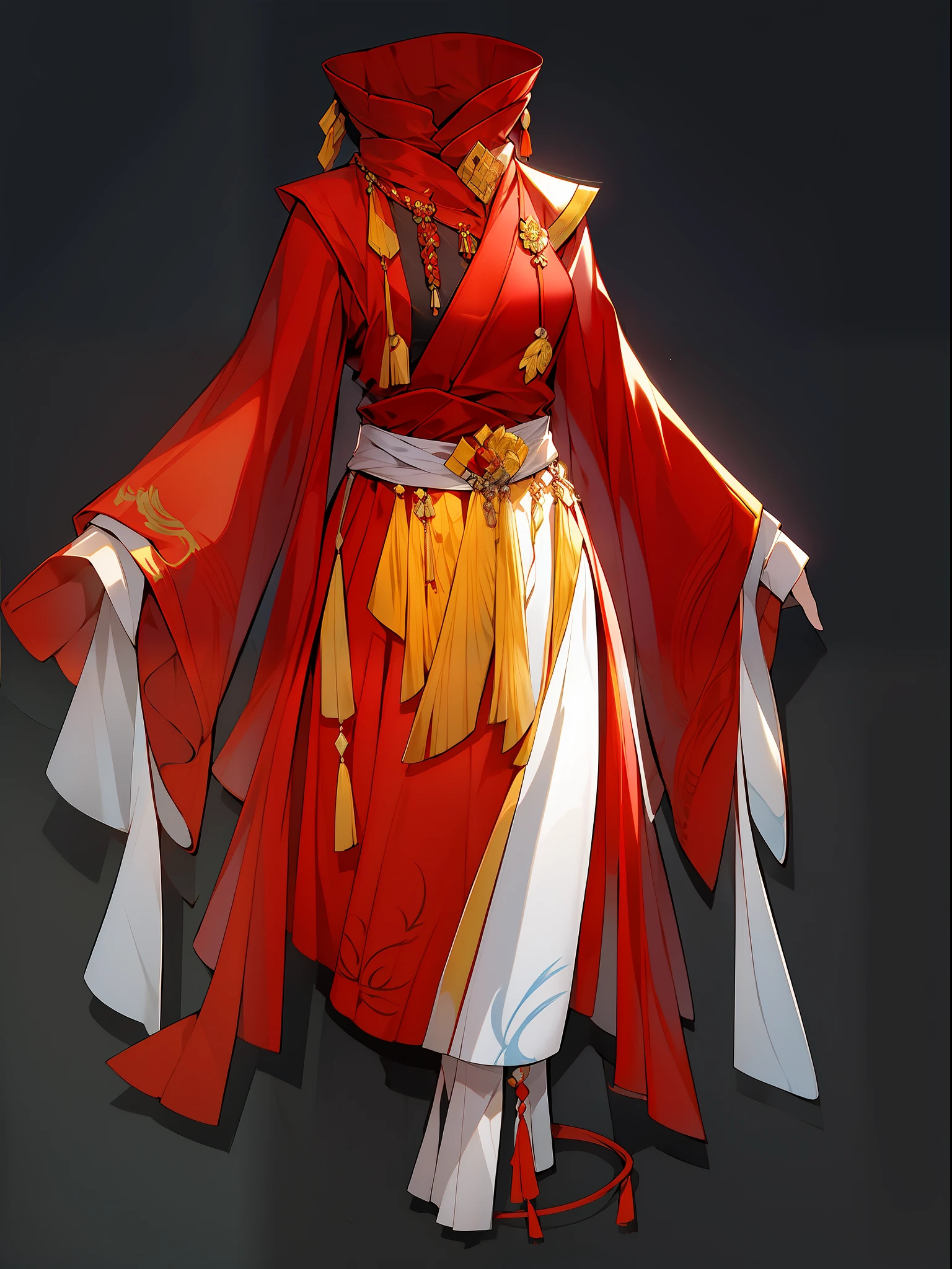 （NOhumans：1.5），（clothing design）， masterpaintings， Ultimate，（a color），Ancient Chinese clothes，Western Regions dancer costume，gossamer，gold chains，red color Hanfu，Phnom Penh embroidery，gameicon，