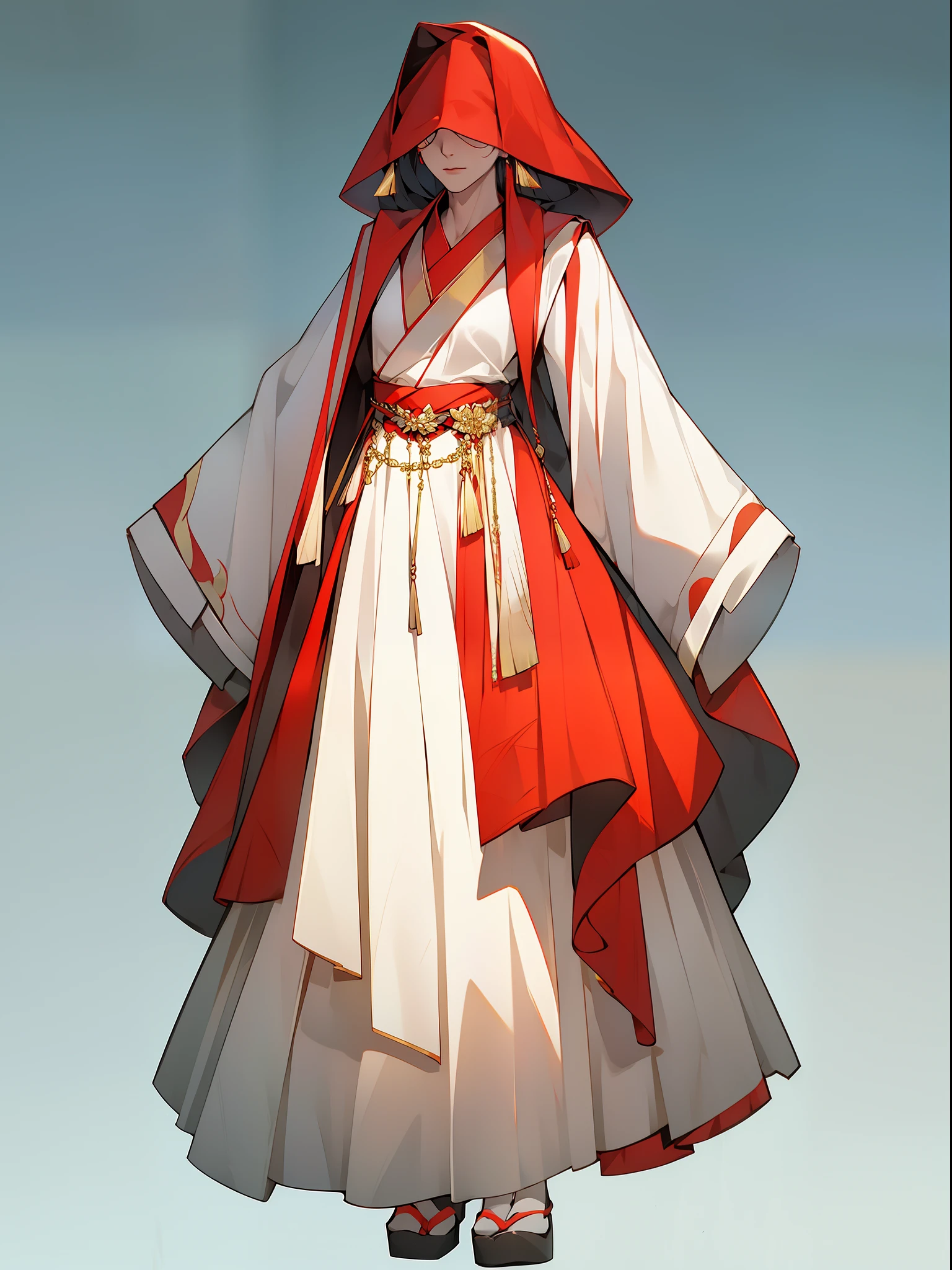 （NOhumans：1.5）， a masterpiece of， Ultimate，（a color，feather hair），Ancient Chinese clothes，Gorgeous collared top，pleated long skirt，cloaks，gossamer，gold chains，red color Hanfu，Phnom Penh embroidery，gameicon，