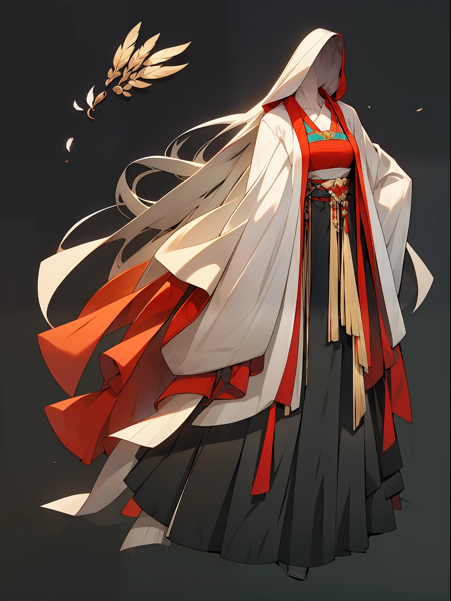 （NOhumans：1.5）， a masterpiece of， Ultimate，（a color，feather hair），（Ancient Chinese clothes，pleated long skirt，cloaks，gossamer，gold chains，red color Hanfu，Phnom Penh embroidery），gameicon，