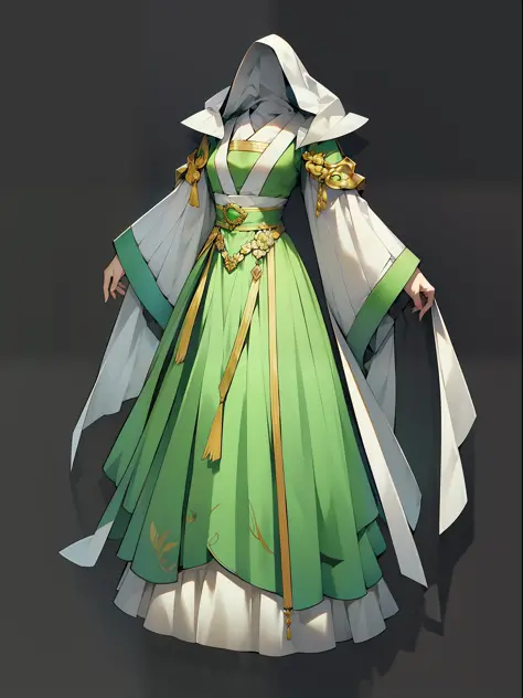 （nohumans：1.5）， a masterpiece of， ultimate，（green gauze dress），（ancient chinese clothes，pleated long skirt，cloaks，gossamer，gold ...