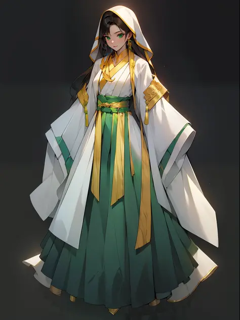 （nohumans：1.5）， a masterpiece of， ultimate，（green gauze dress），（ancient chinese clothes，pleated long skirt，cloaks，gossamer，gold ...