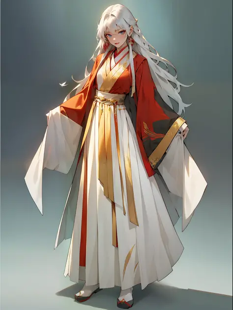 （NOhumans：1.5）， masterpaintings， Ultimate，（a color，feather hair），Ancient Chinese clothes，Gorgeous collared top，pleated long skir...