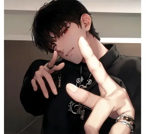 there is a man that is making a gesture with his fingers, with index finger, Cai Xukun's, kanliu666, 1 7 - year - old boy thin f...
