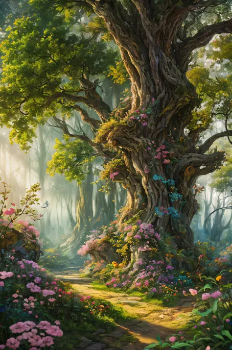 masterpiece, best quality, high quality,extremely detailed cg unity 8k wallpaper, an enchanting and dreamy scene of a fantasy fo...