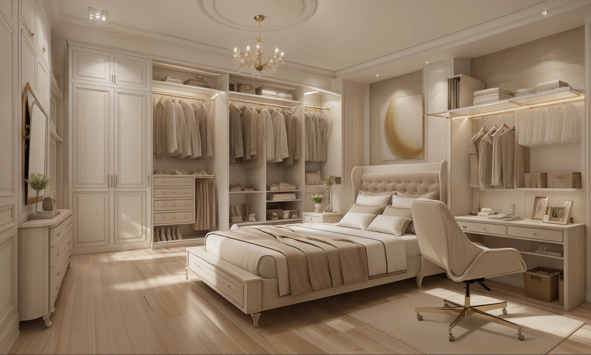 best quality, master picece, hyper detail, supper detail, best realistic, (classical bedroom, beautiful lighting, shimmering)|[dreamy:1.2+airy:0.9] --auto