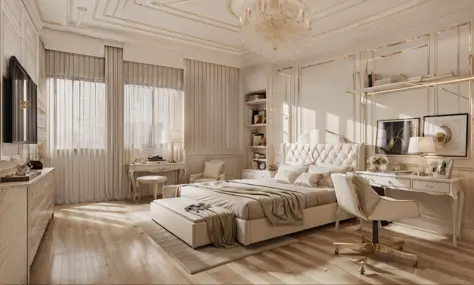 best quality, master picece, hyper detail, supper detail, best realistic, (classical bedroom, beautiful lighting, shimmering)|[d...